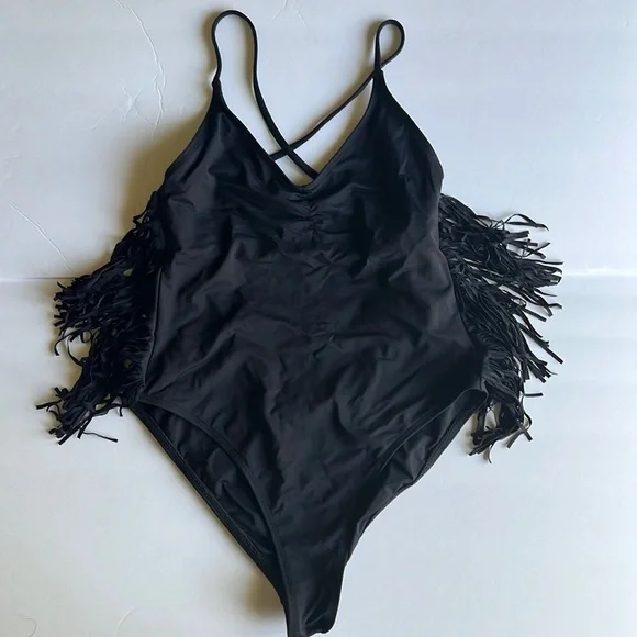L*Space Black Fringe One Piece Swimsuit - Picture 4 of 10